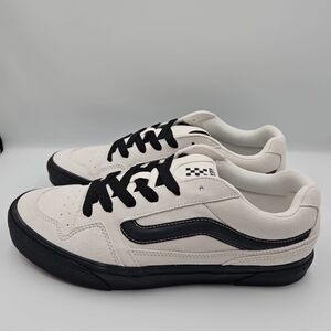 Vans Men's Cream and Black Sneakers